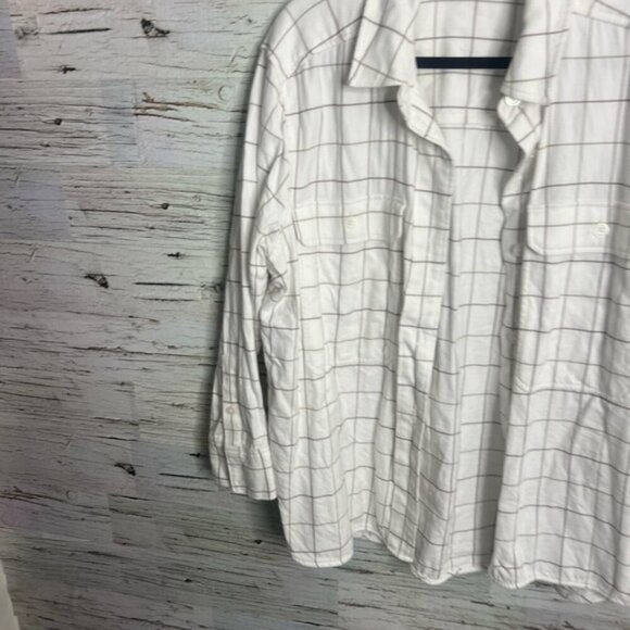 Everlane jacket shirt shacket White Grid Pattern Womens Shirt size large - Picture 2 of 8
